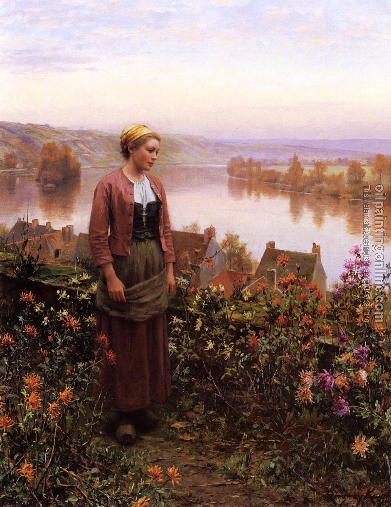 Daniel Ridgway Knight - A Garden above the Seine Rolleboise